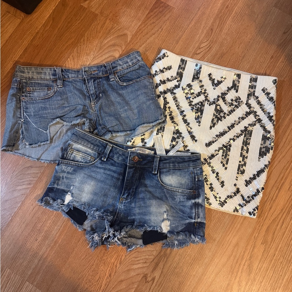 Women's Jean Shorts and Sequin Skirt Bundle